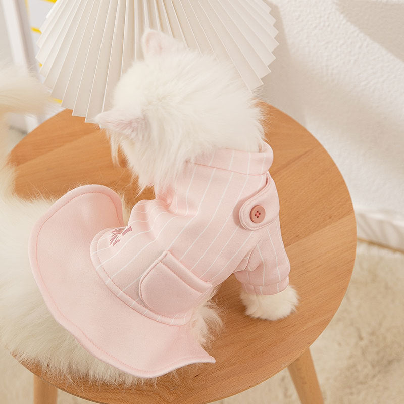 Pet Cat Pink Dress Striped Clothes