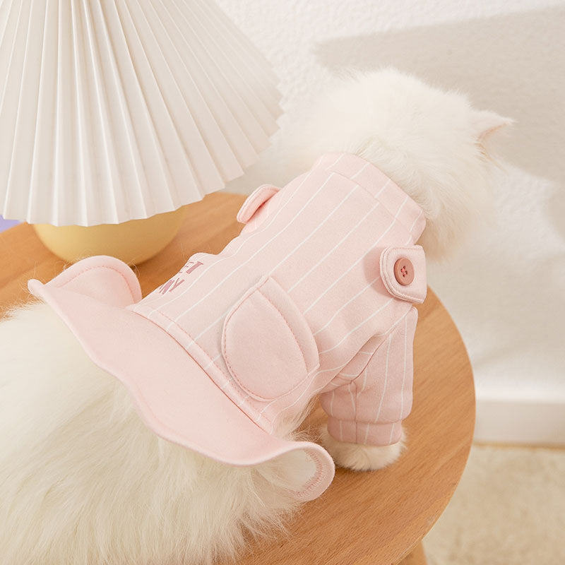 Pet Cat Pink Dress Striped Clothes