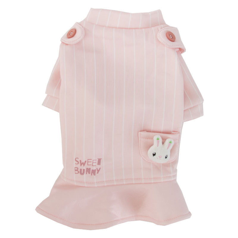 Pet Cat Pink Dress Striped Clothes