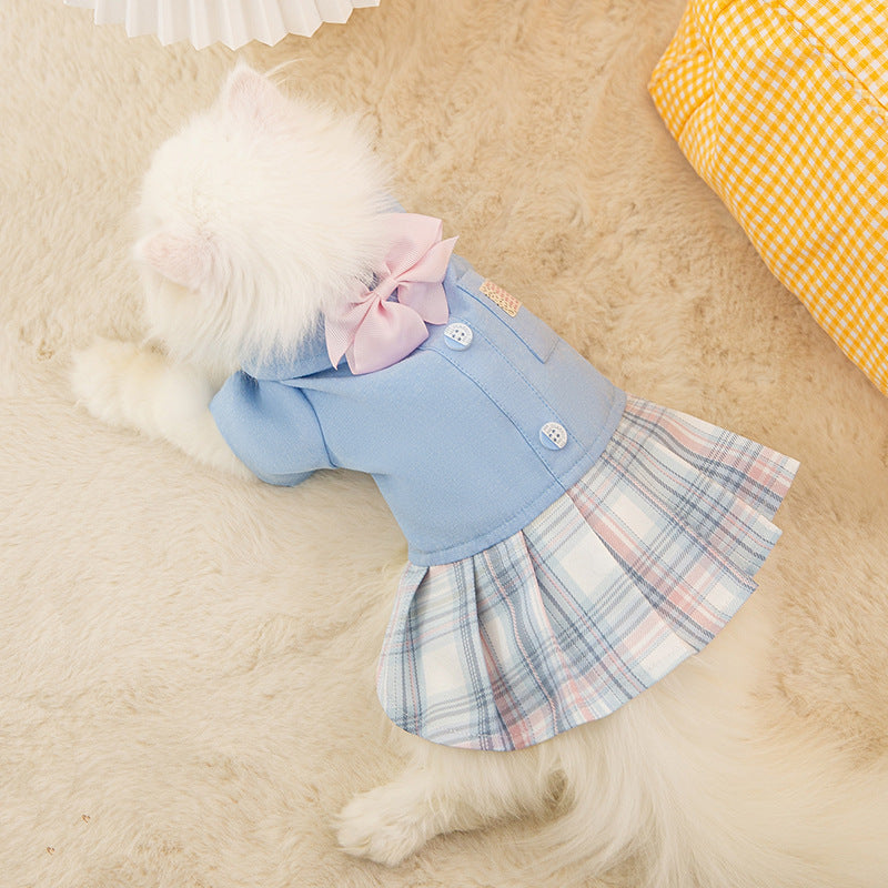 Autumn Cat College Dress Pet Clothes