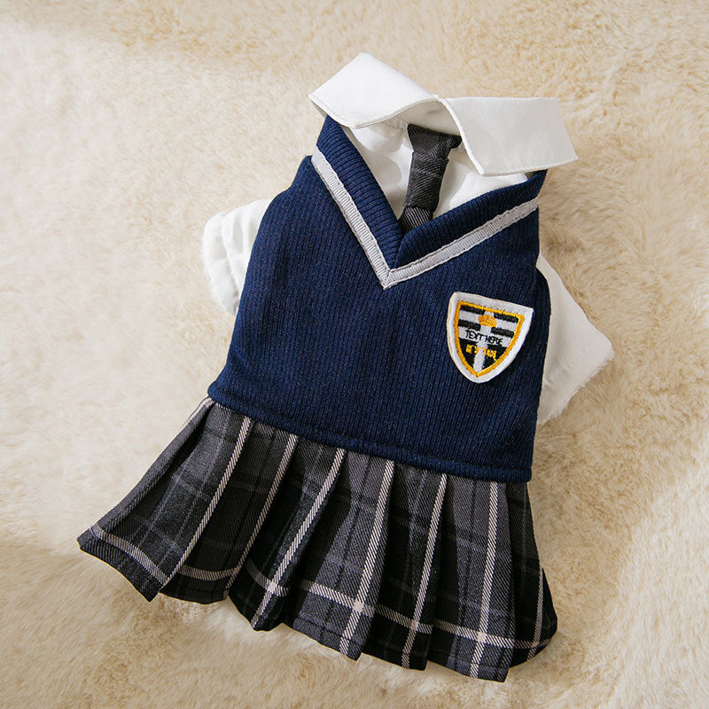 Autumn Cat College Dress Pet Clothes
