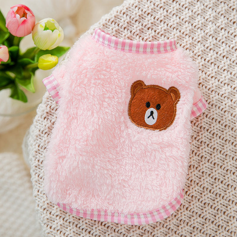 Fleece Cute Bear Cat Jumper Vest Pet Winter Clothes
