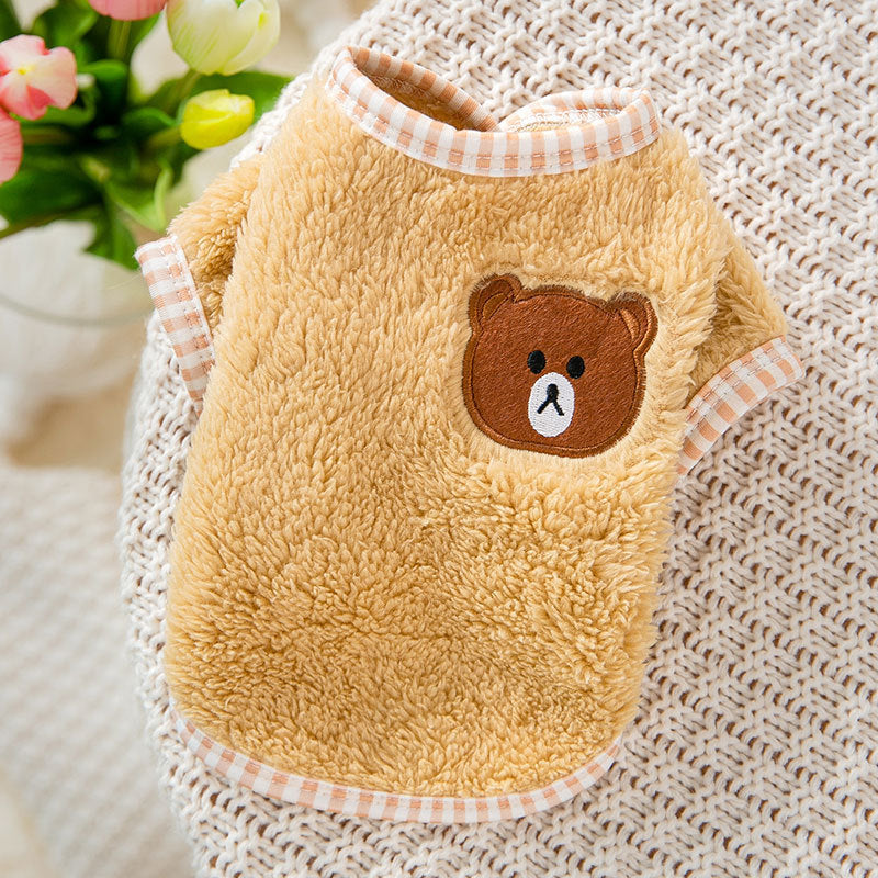 Fleece Cute Bear Cat Jumper Vest Pet Winter Clothes
