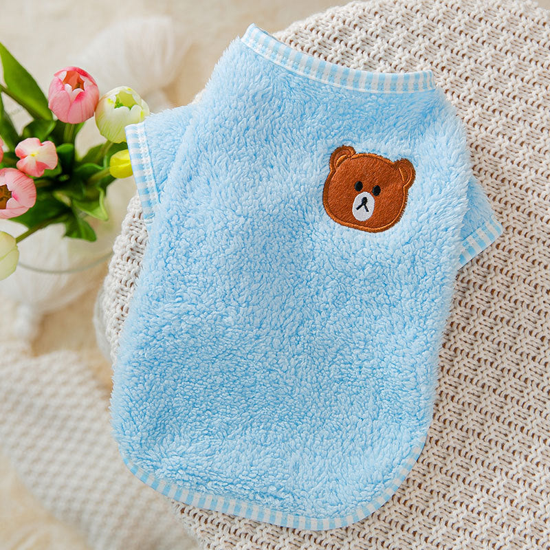 Fleece Cute Bear Cat Jumper Vest Pet Winter Clothes