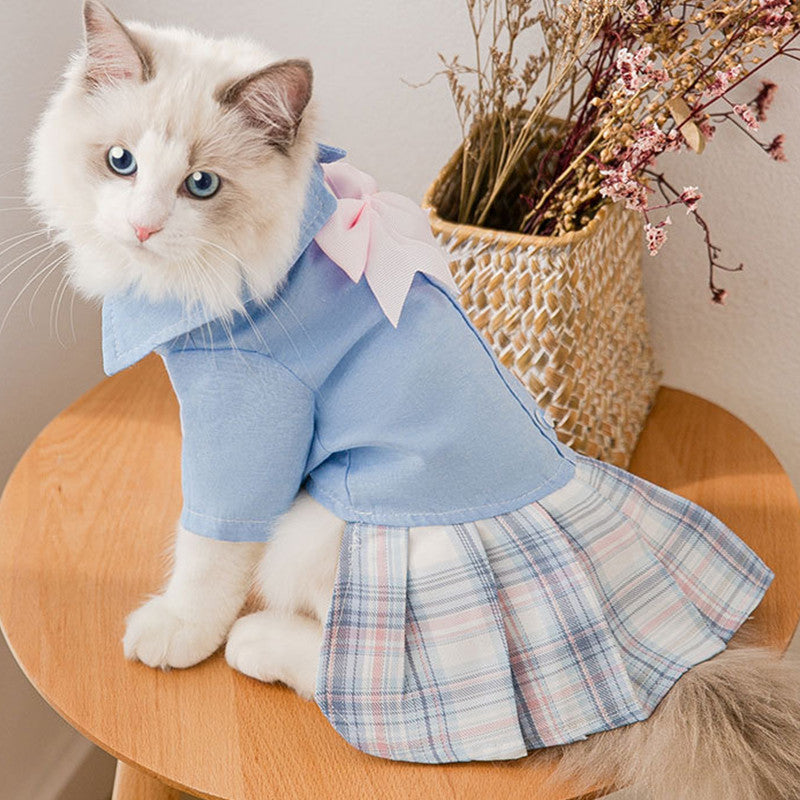 Autumn Cat College Dress Pet Clothes