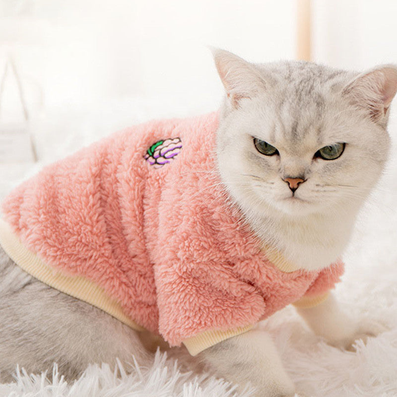 Fleece Cute Cartoon Cat Jumper Pet Winter Warm Clothes
