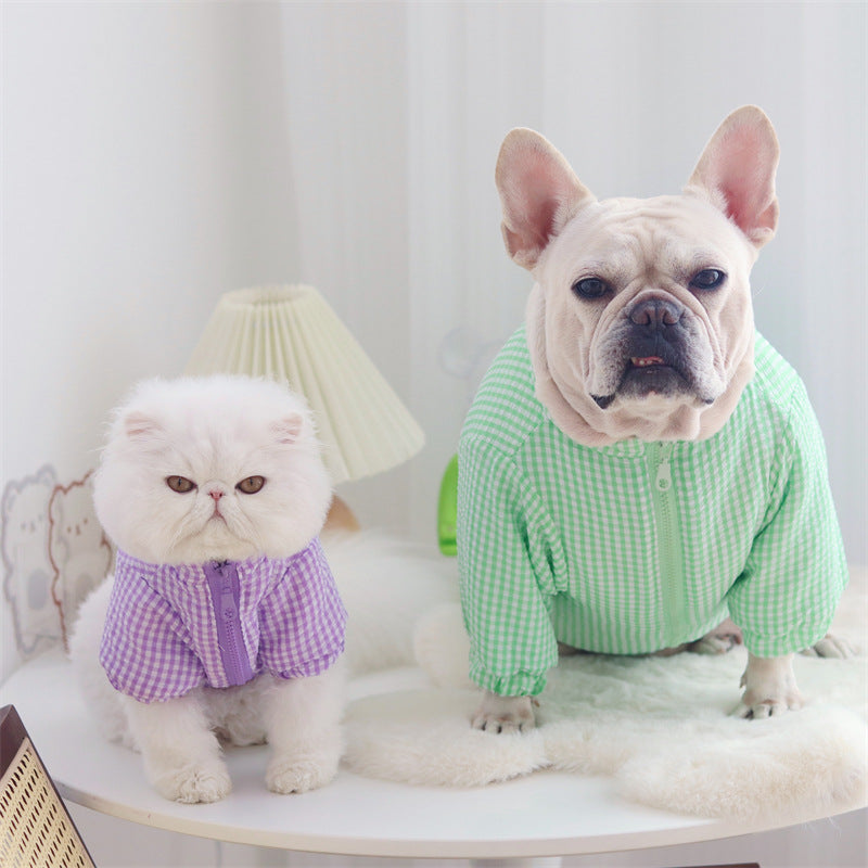 Pet Winter Warm Coat Plaid Check Jacket Dog Cat Clothes