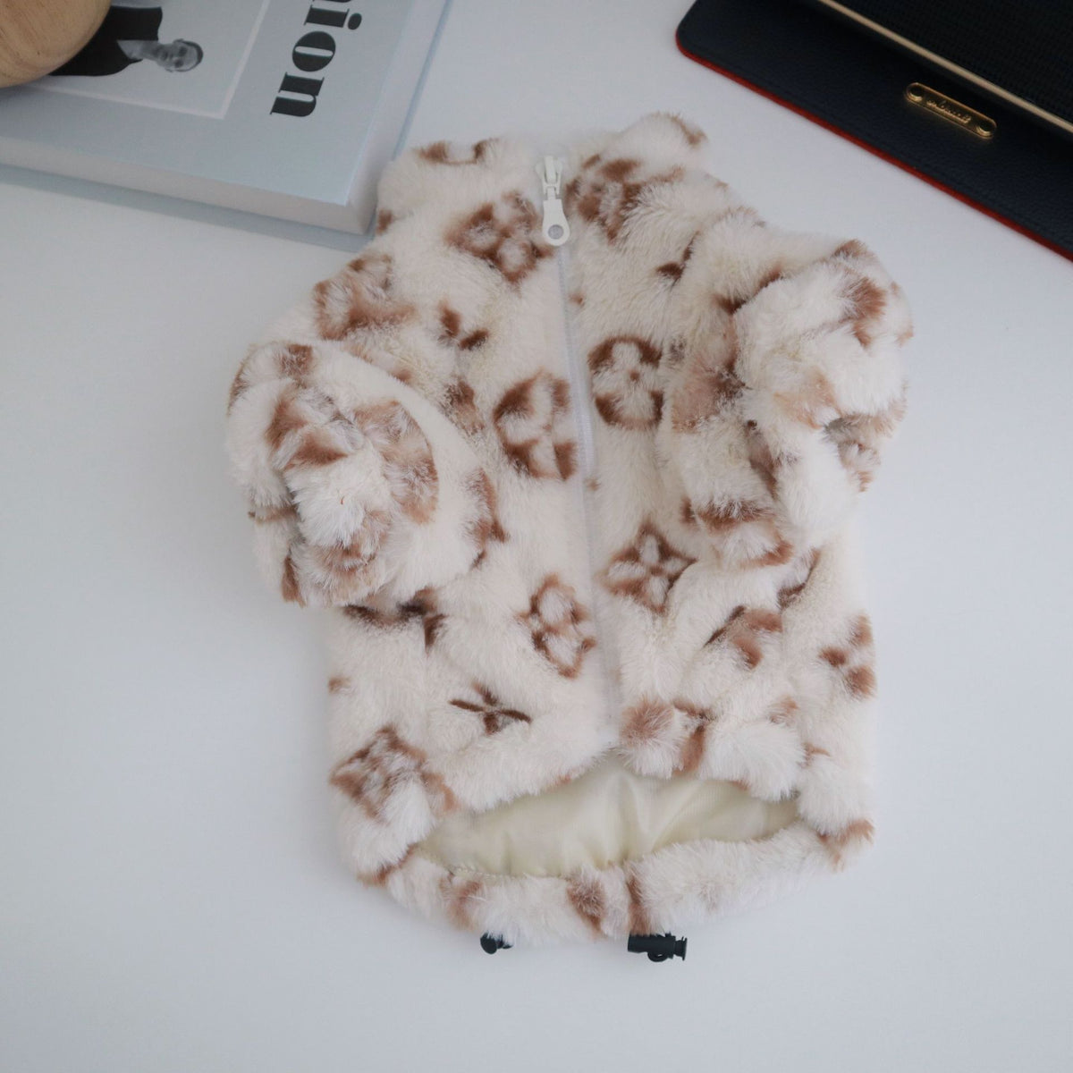Pet Plush Zip Coat Dog Cat Winter Warm Jacket Clothes