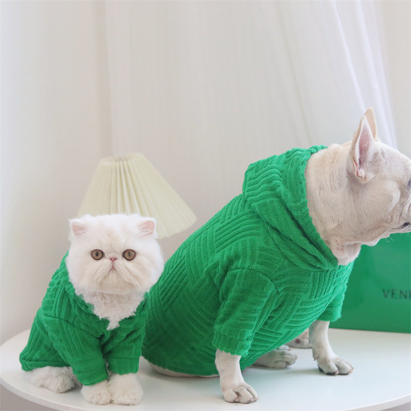 Green Hooded Sweatshirt Pet Clothes Dog Cat Hoodies
