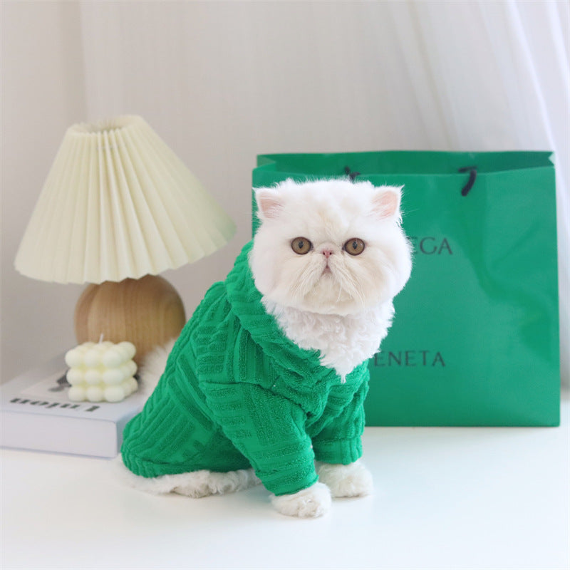Green Hooded Sweatshirt Pet Clothes Dog Cat Hoodies