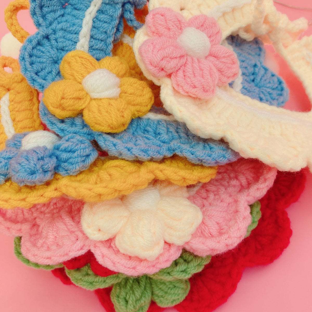 Pet Crochet Floral Cat Bibs Knitted Dog Collar Bandana Scarf
