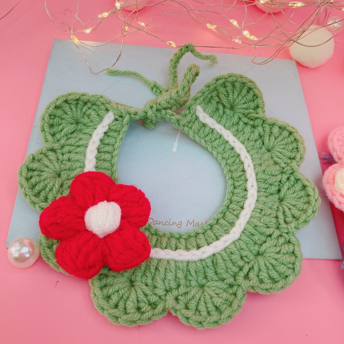 Pet Crochet Floral Cat Bibs Knitted Dog Collar Bandana Scarf