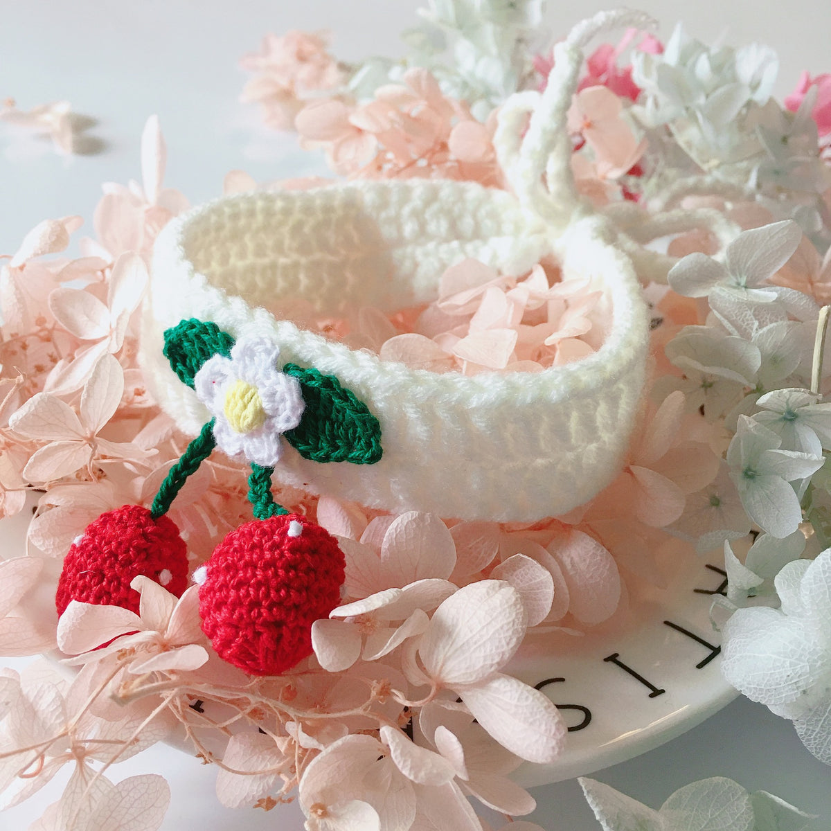 Cat Crochet Cherry Cute Collars Pet Bandana