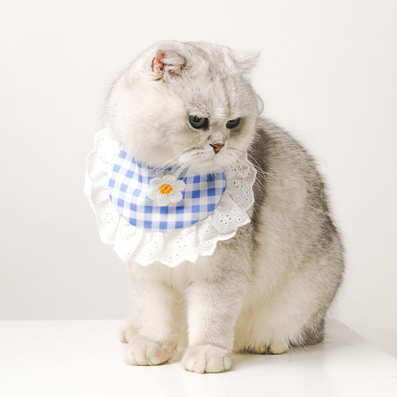 Cat Plaid Bibs Bandana Pet Bow Knot Bow Tie