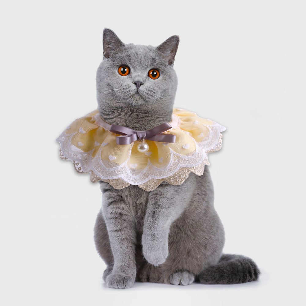Pet Cute Floral Lace Printed Cat Collars Bibs