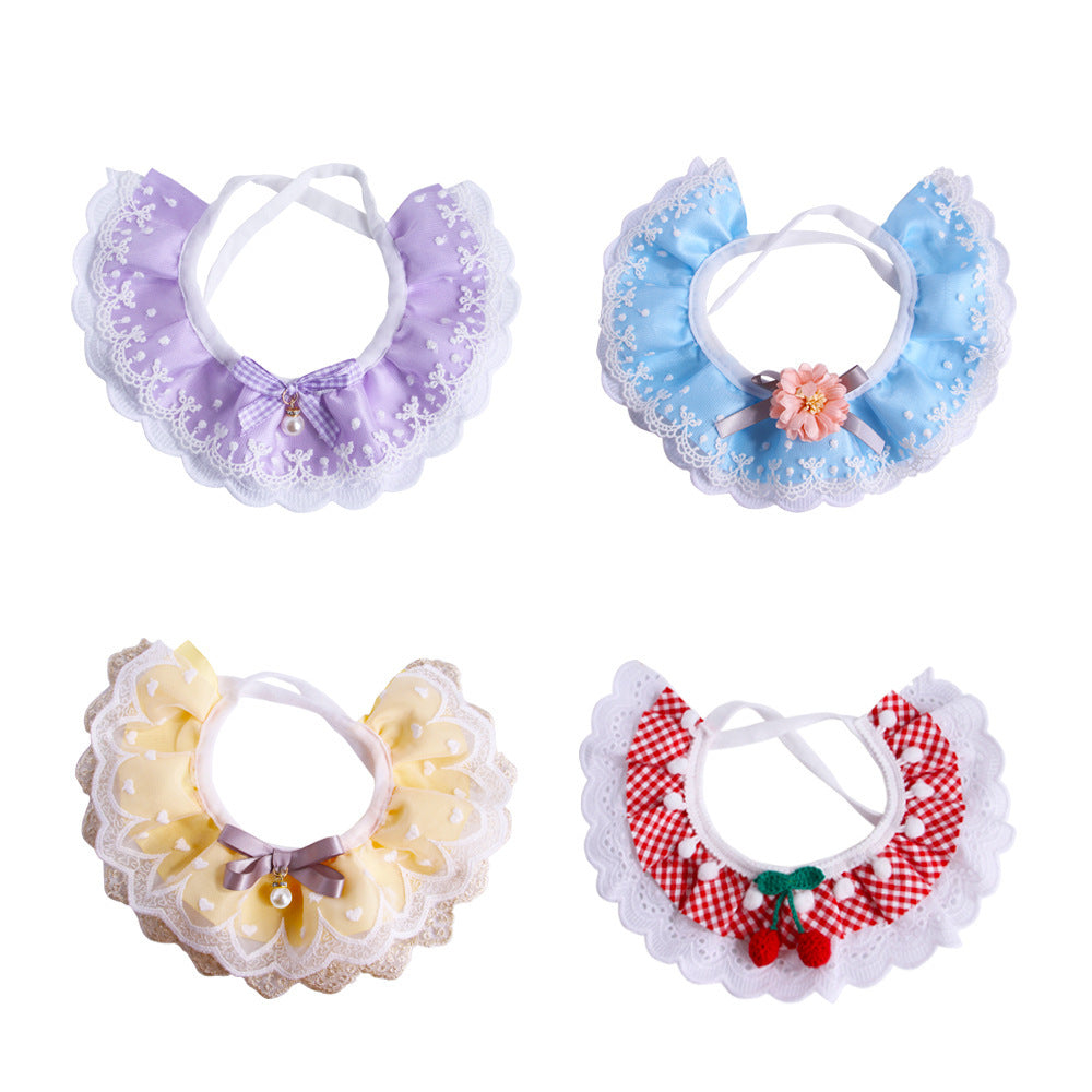 Pet Cute Floral Lace Printed Cat Collars Bibs