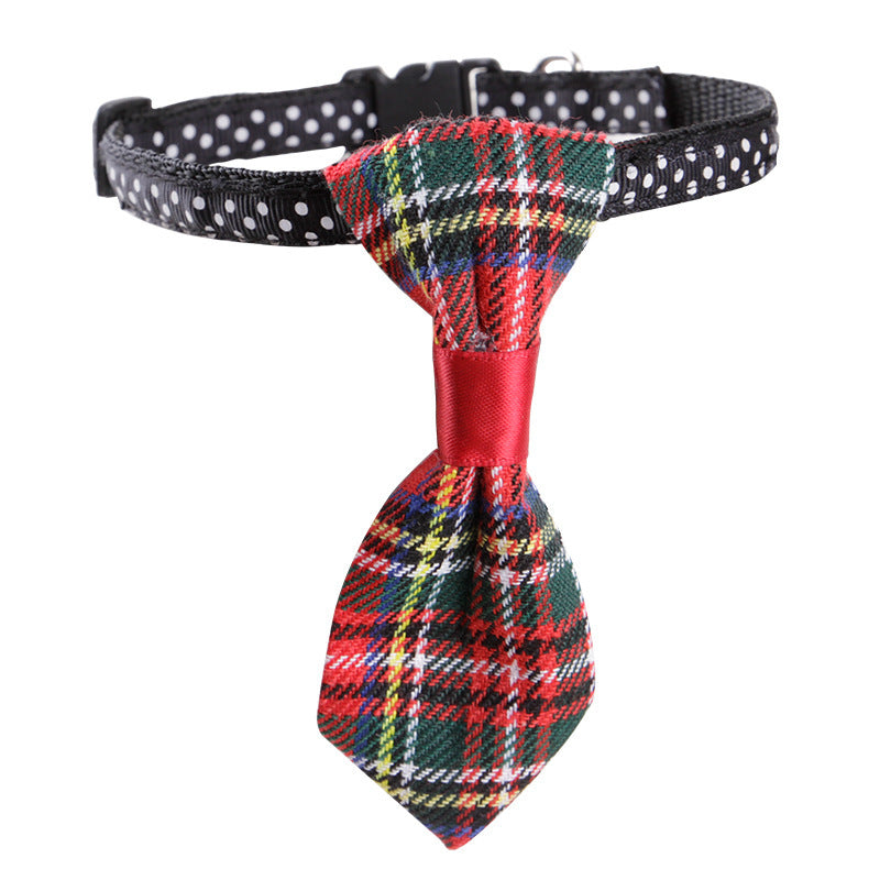 Pet Polka Dot Neck Collar With Bell Cat Stripe Neck Tie
