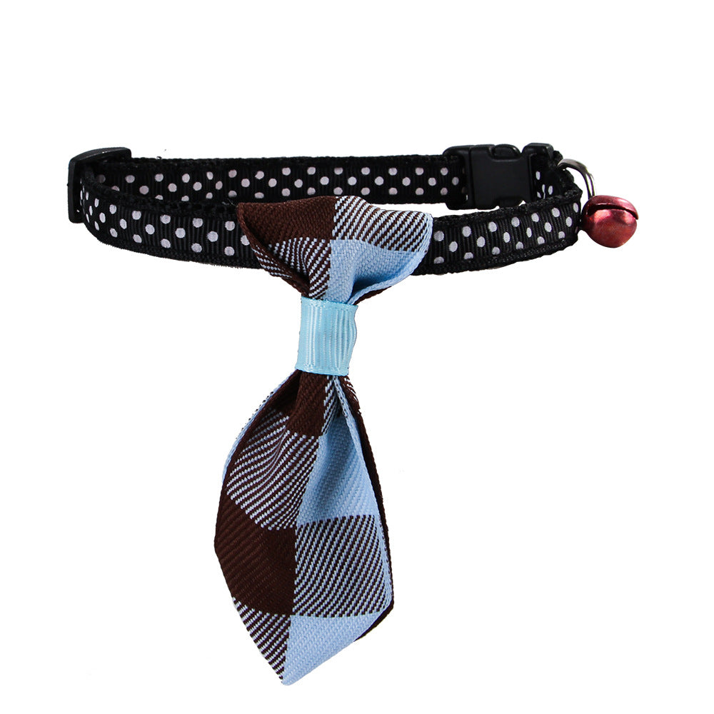 Pet Polka Dot Neck Collar With Bell Cat Stripe Neck Tie
