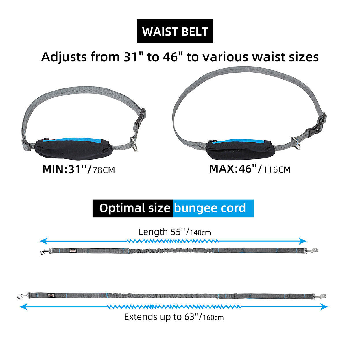 Walking Running Dog Waist Leash Pet Leash Lead