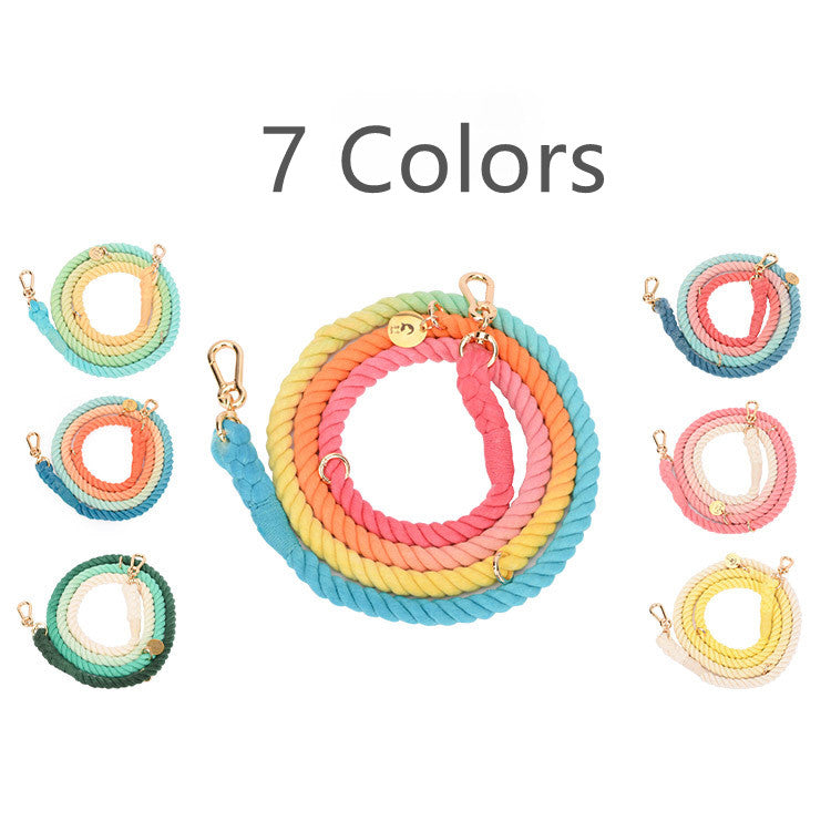 Anti-Scape Firm Gradient Color Dog Traction Leash Rope