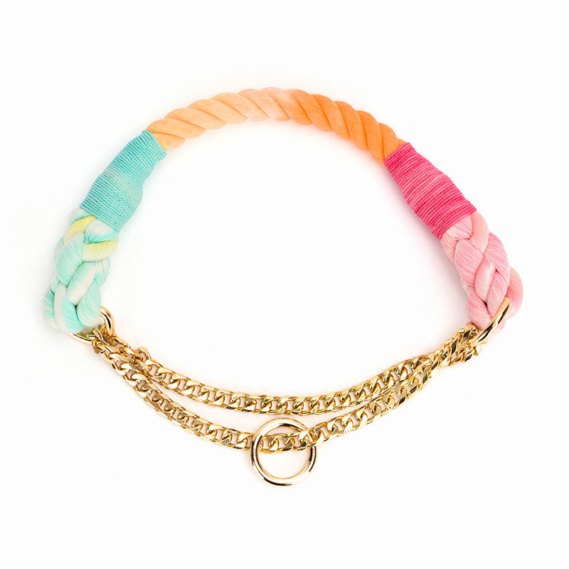 Dog Gradient Color Cotton Rope Collar