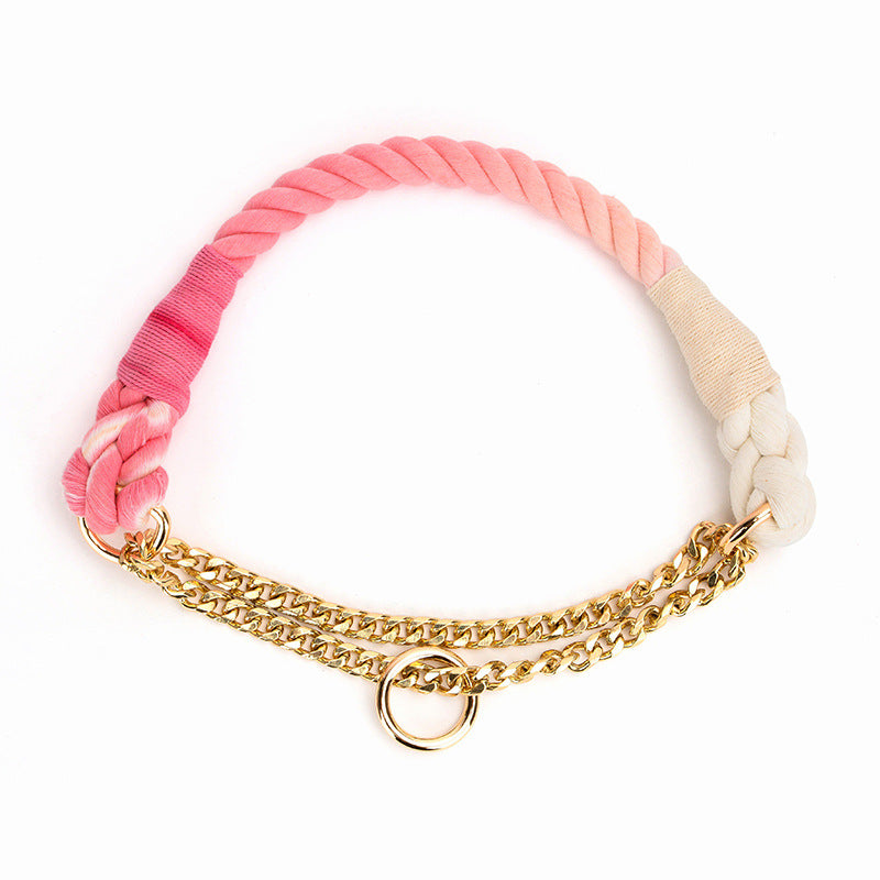 Dog Gradient Color Cotton Rope Collar