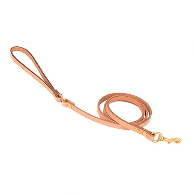 Pet Dog Solid Color Leather Leash Lead Traction Rope
