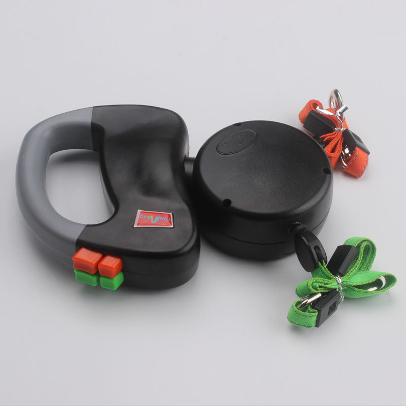 Dual Pet Dog Leash Retractable Ajustable Puppy Walking Traction Rope