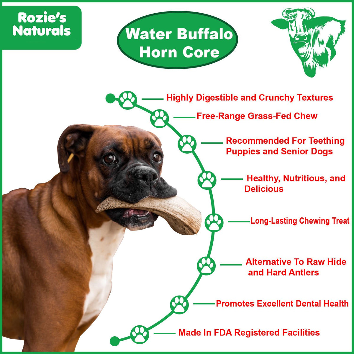 Water Buffalo Horn Core Dog Chews-2 Count-10 oz - [[Product type]] | Buffy's