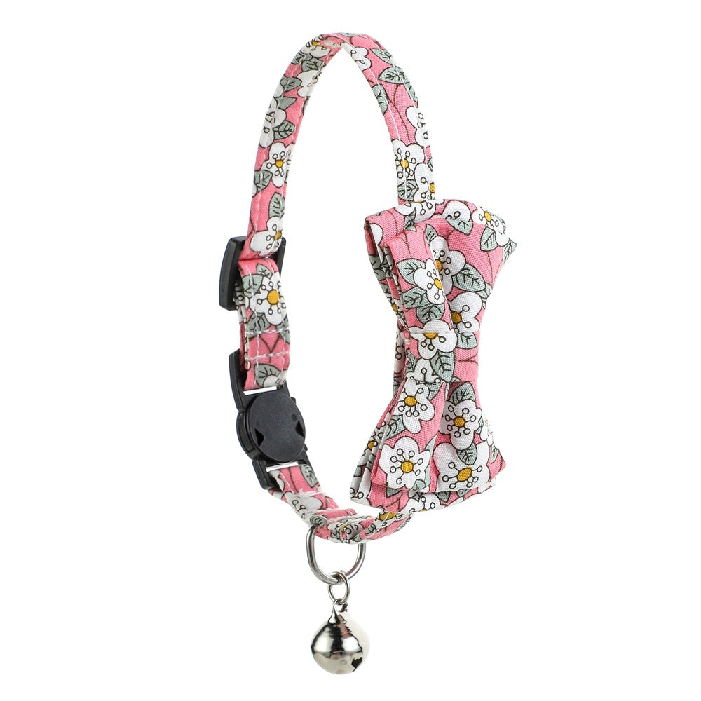 Floral Pet Bow Knot Cat Bow Tie Collars With Bell
