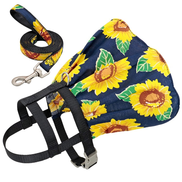 Cat Clothes Harness Leash Adjustable Floral Printed Pet Harness Vest Dress For Small Medium Dogs Cats & Chihuahua