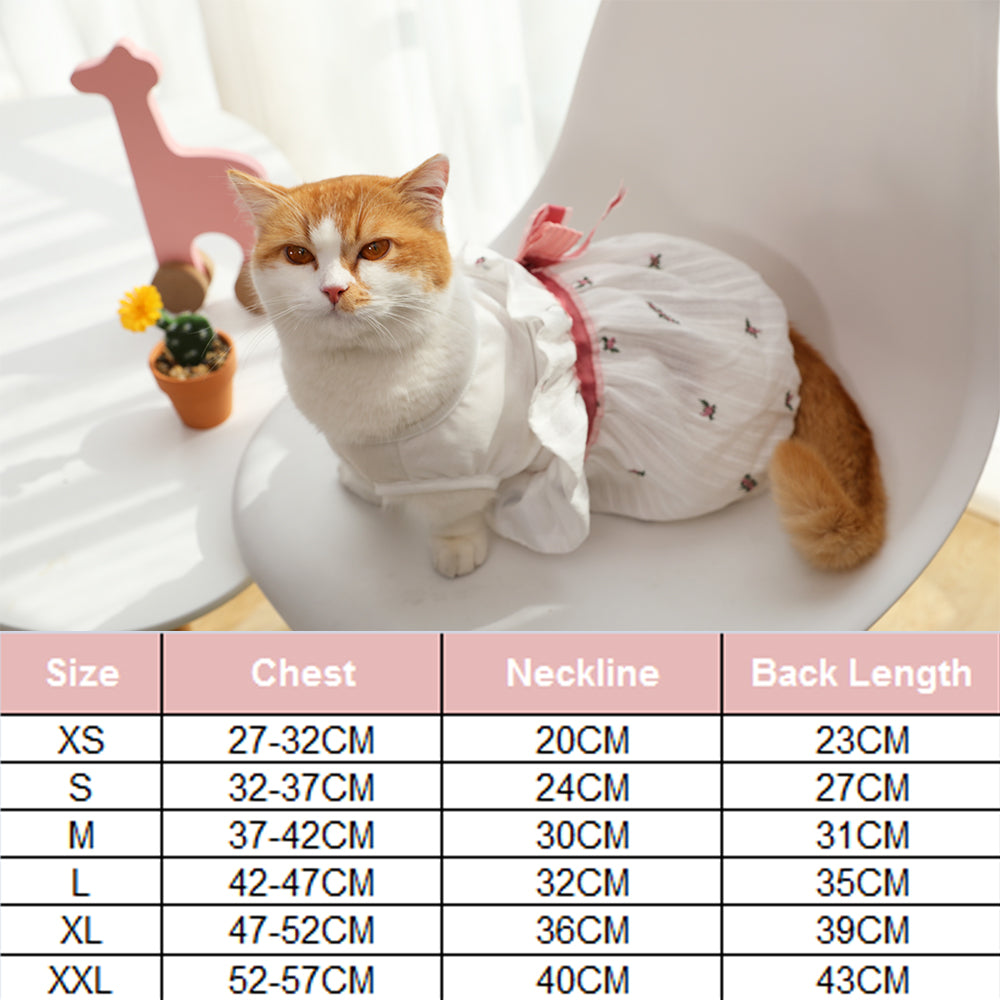Hoopet White Bowknot Cotton Princess Summer Spring Girl Cat Dog Dress Pets Clothes