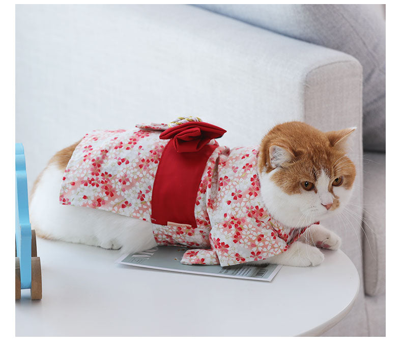 Sakura cat kitty Japan kimono spring summer thin style clothes fashion dresses