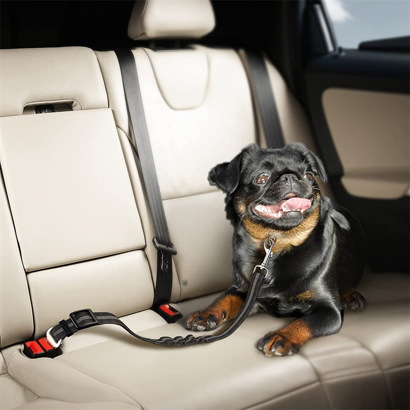 Dog Seat Belt Car Harness Durable Nylon Reflective Bungee Fabric Tether