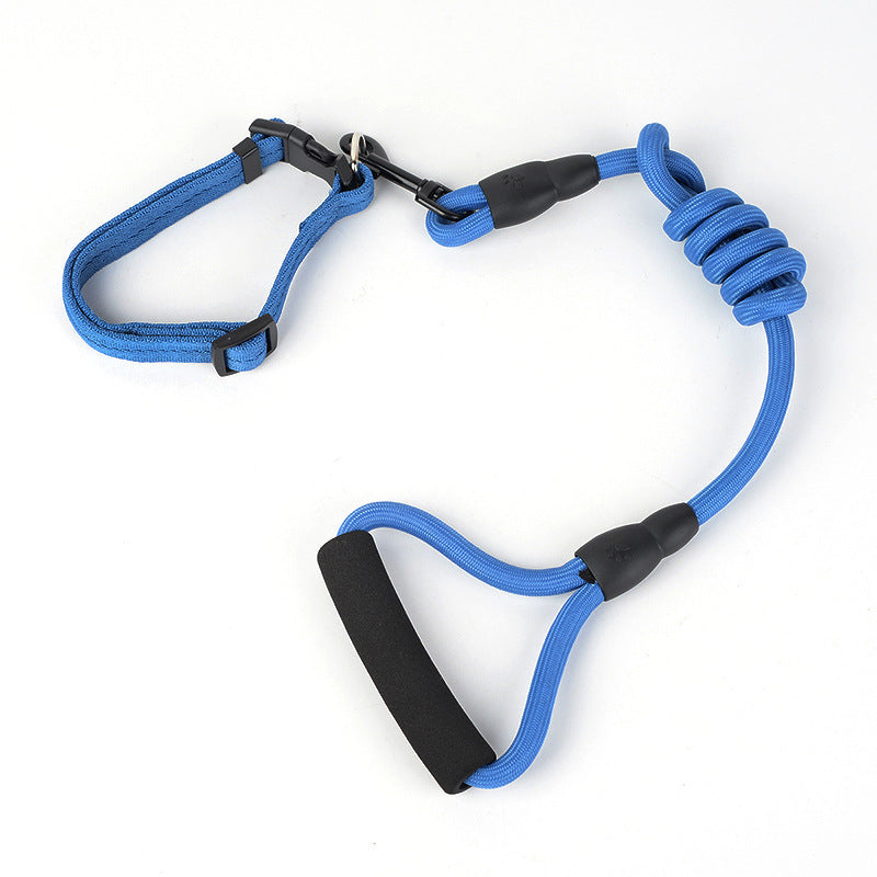 Solid Color Pet Adjustable Chest Strap Harness Leash With Collar Set