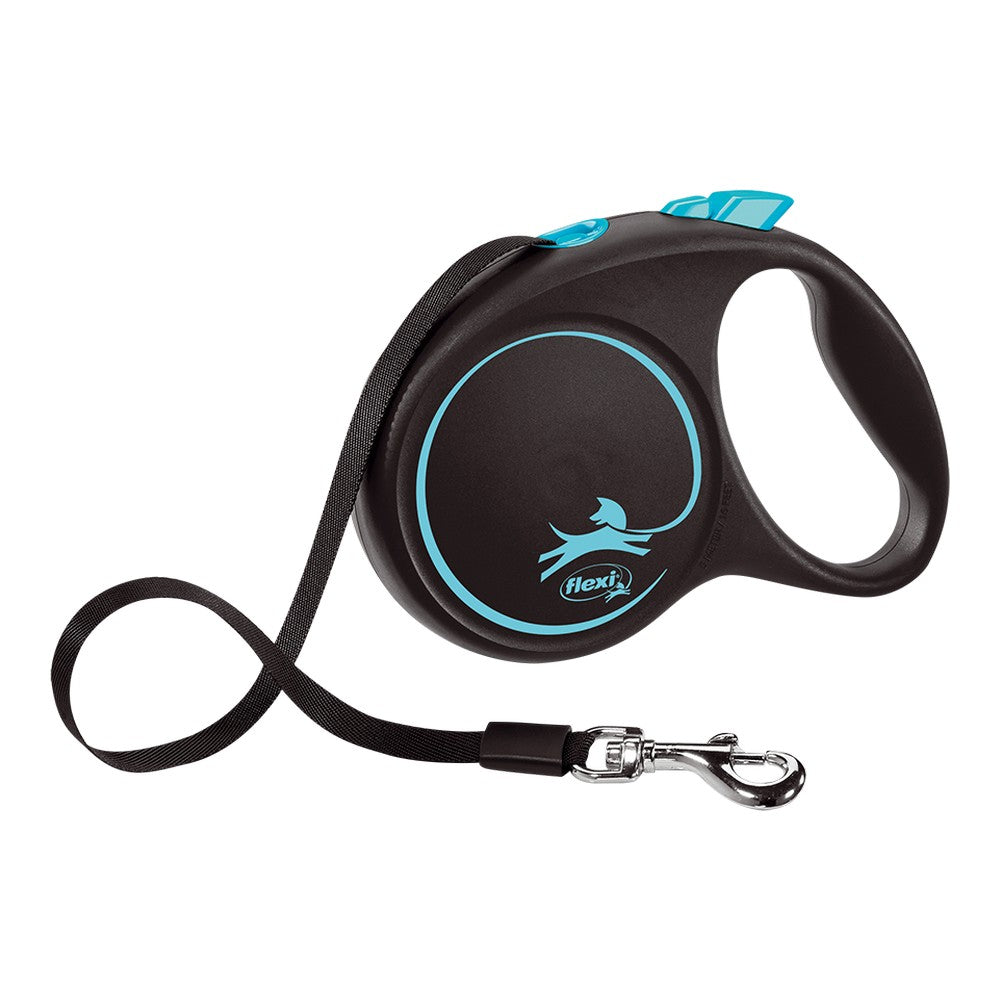 Dog Lead Flexi BLACK DESIGN 5 m Blue Size M - [[Product type]] | Buffy's