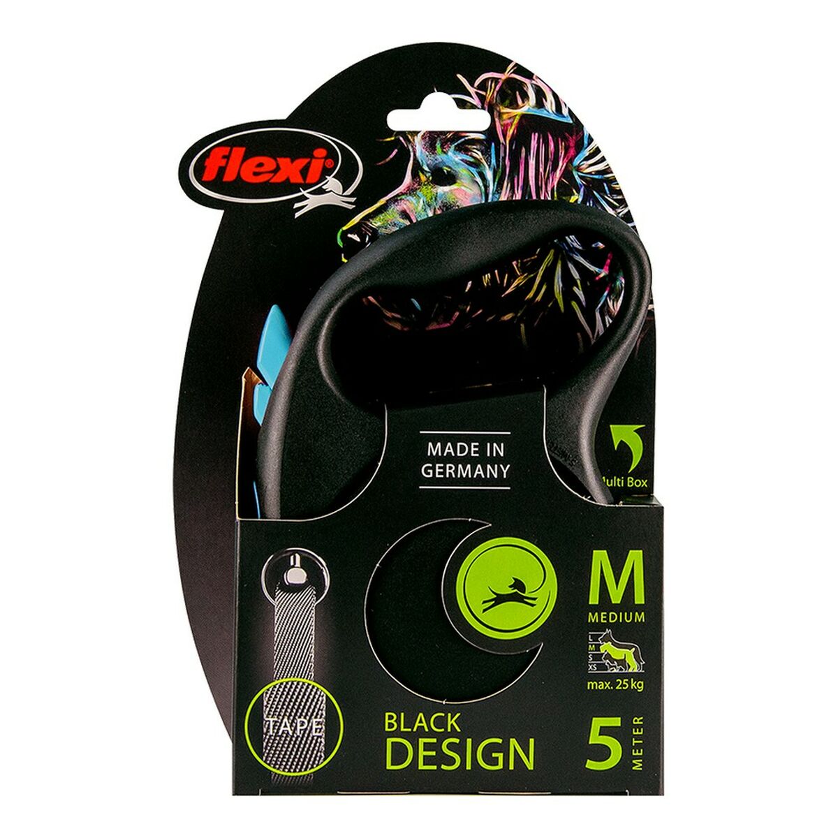 Dog Lead Flexi BLACK DESIGN 5 m Blue Size M - [[Product type]] | Buffy's