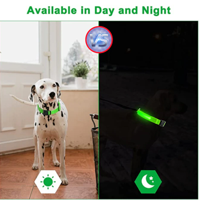 LED Adjustable Dog Collar Blinking Flashing Light Up Glow Pets Safety - [[Product type]] | Buffy's