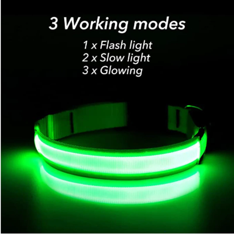 LED Adjustable Dog Collar Blinking Flashing Light Up Glow Pets Safety - [[Product type]] | Buffy's