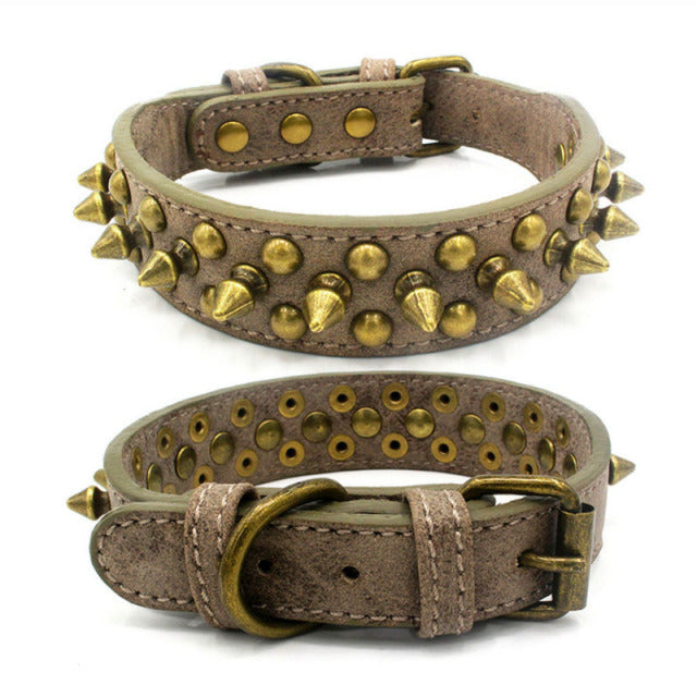 Adjustable Leather Spiked Studded Pet Dog Collars