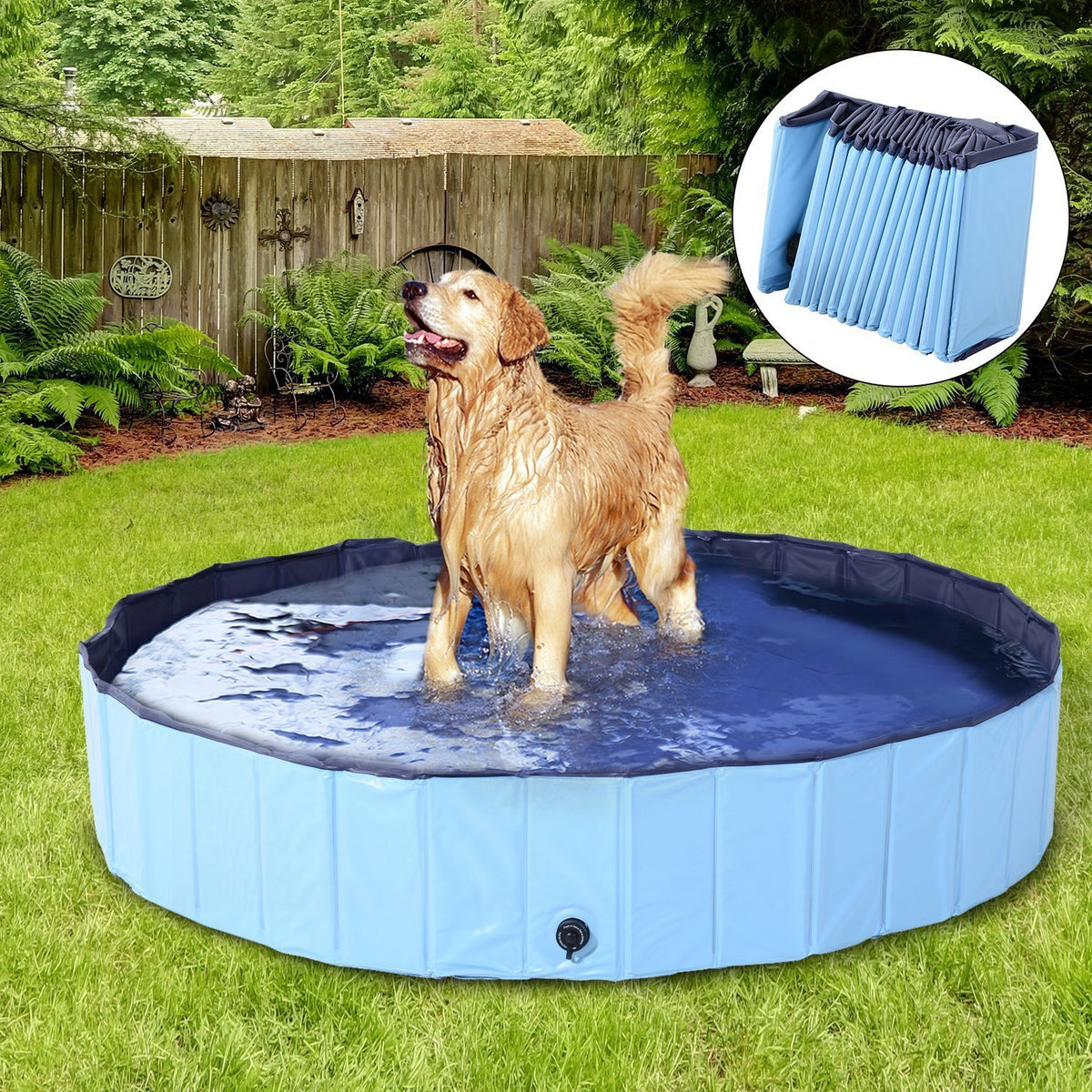 PawHut Large Folding Dog Bath Bathing Tub Puppy Dogs Pool Washer Pet - [[Product type]] | Buffy's
