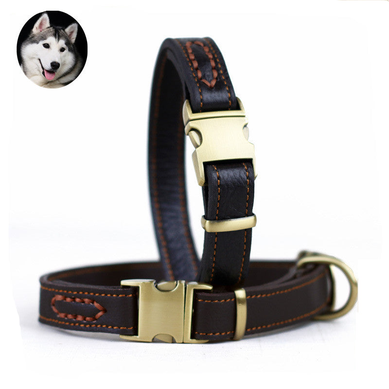 Leather Pet Dog Heavy Duty Solid Color Collars