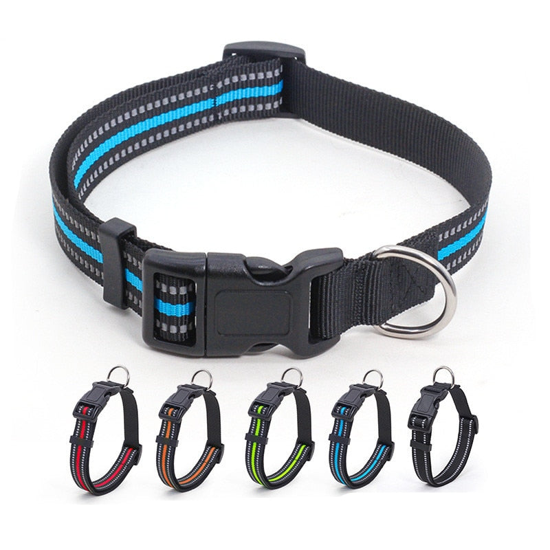 Reflective Dog Collar Nylon Adjustable Pet Collar
