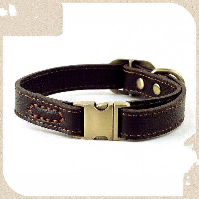 Leather Pet Dog Heavy Duty Solid Color Collars