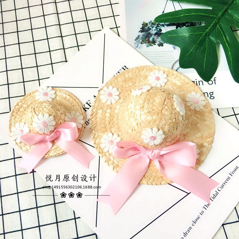 Lace Flower Hat Cat Dog Spring and Summer Sun Shade Straw Hat