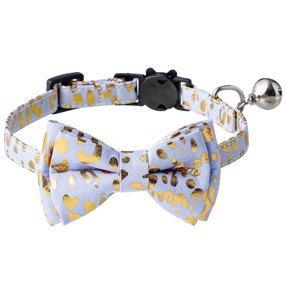 Bronzing Leopard Print Bow Knot Cat Collars