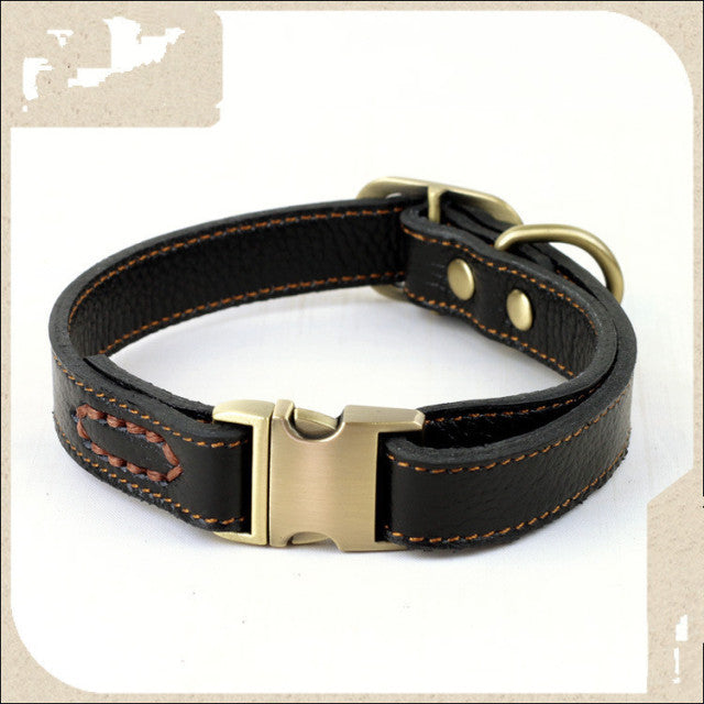 Leather Pet Dog Heavy Duty Solid Color Collars