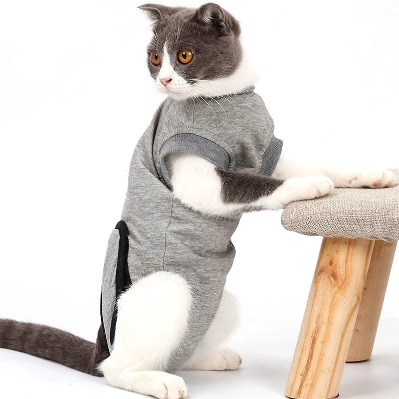 Cat Recovery Outfit Clothes Vest Jumper E-Collar