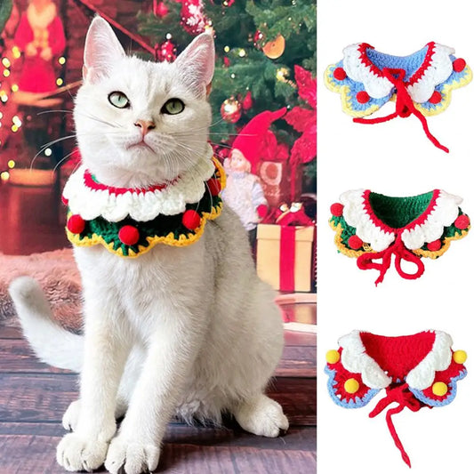 Pet Collar Towel Exquisite Neckerchief Soft Christmas Cats Petal Bibs