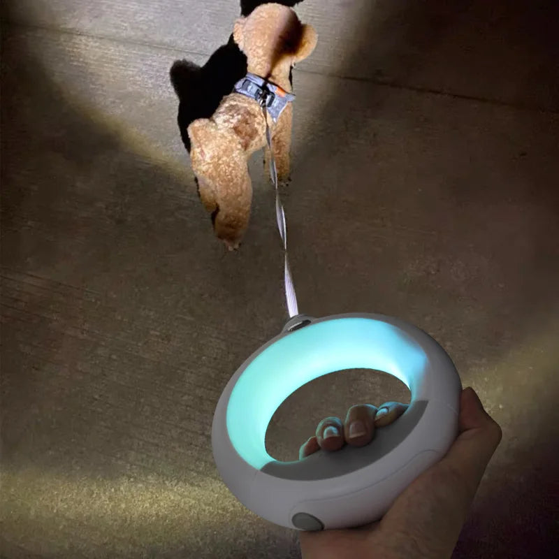 Durable Round Dog Traction Rope Night Lighting Pet Leash With Biodegradable Poop Bags